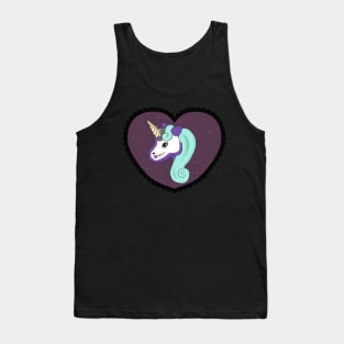 Sierra Sparkle- Skeleton Unicorn in Lace Heart Frame Tank Top